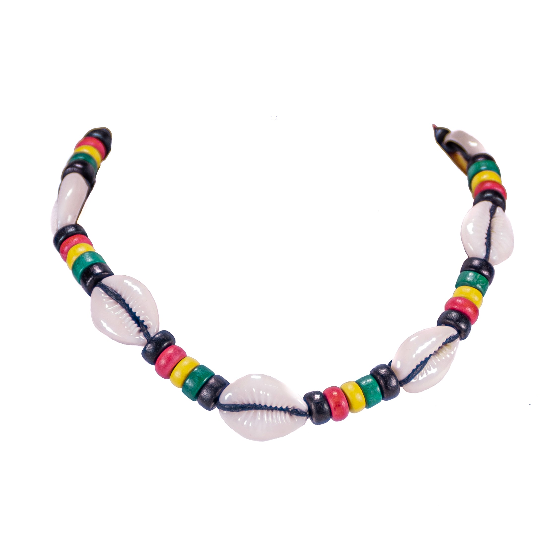 Cowrie Shell and Rasta Coconut Beads Choker Necklace