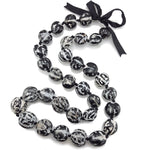 Load image into Gallery viewer, Black and White Kukui Nut Lei Necklace and Bracelet Set
