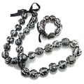 Black and White Kukui Nut Lei Necklace and Bracelet Set