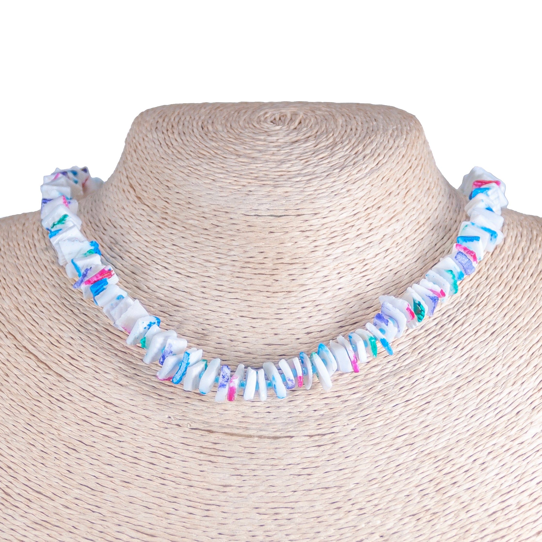 Multicolor Spotted Puka Chip Shells Necklace & Anklet Set