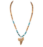 Load image into Gallery viewer, 1¼&quot;+ Shark Tooth Pendant on Tiger Coconut &amp; Green Shell Beads Necklace
