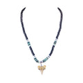 ¾"+ Shark Tooth Pendant on Black Coconut & Green Shell Beads Necklace