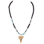 Load image into Gallery viewer, 1¼&quot;+ Shark Tooth Pendant on Black Coconut &amp; Green Shell Beads Necklace
