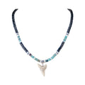 Shark Tooth Pendant on Black Coconut & Green Shell Beads Necklace