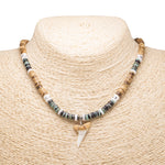 Load image into Gallery viewer, Mako Shark Tooth Pendant on Tiger Coconut &amp; Green Shell Beads Necklace
