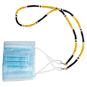 Cotton Wrapped Face Mask Holder (Black & Yellow)