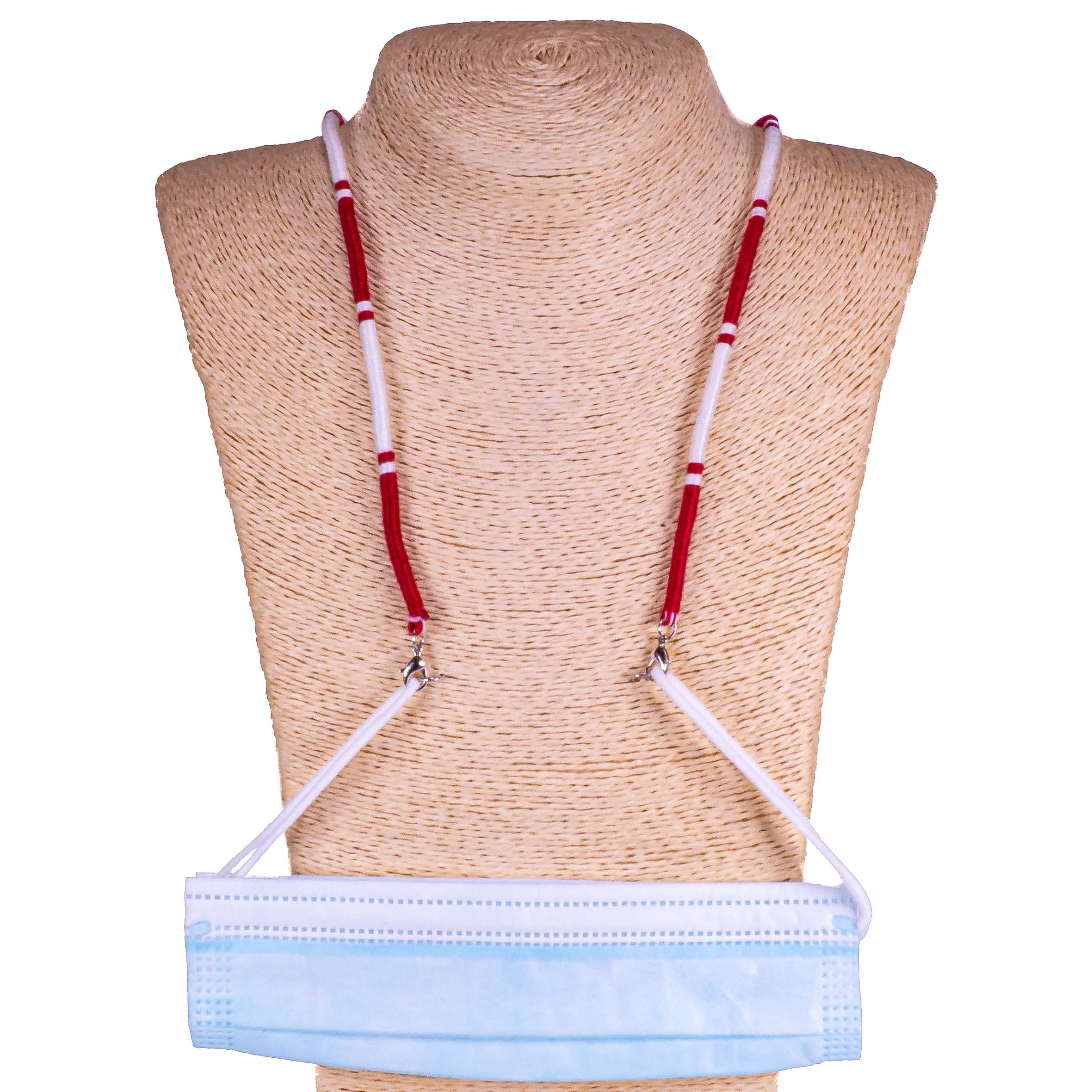 Cotton Wrapped Face Mask Holder (Red & White)