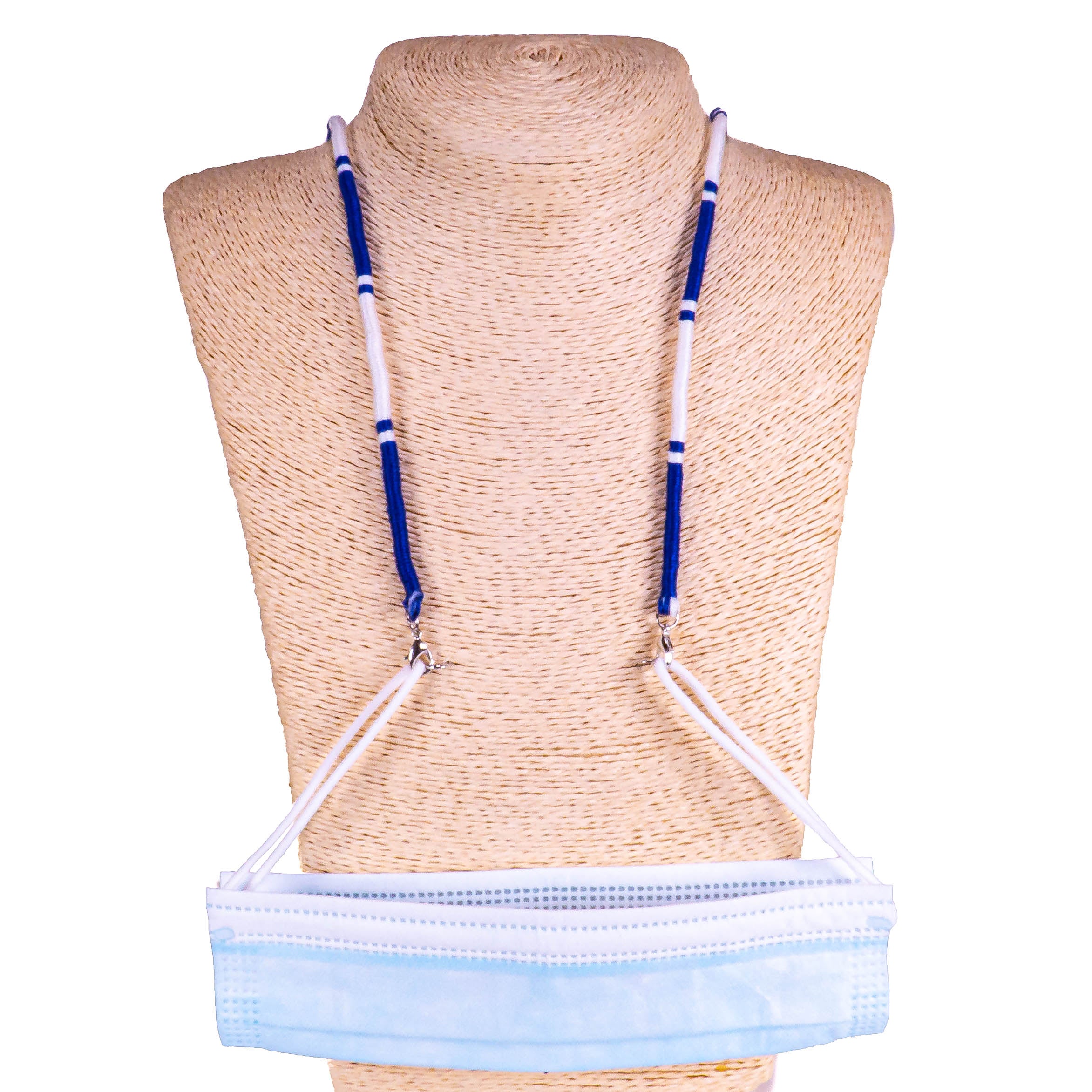 Cotton Wrapped Face Mask Holder (Blue & White)