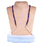 Load image into Gallery viewer, Cotton Wrapped Face Mask Holder (Dark Blue &amp; Orange)
