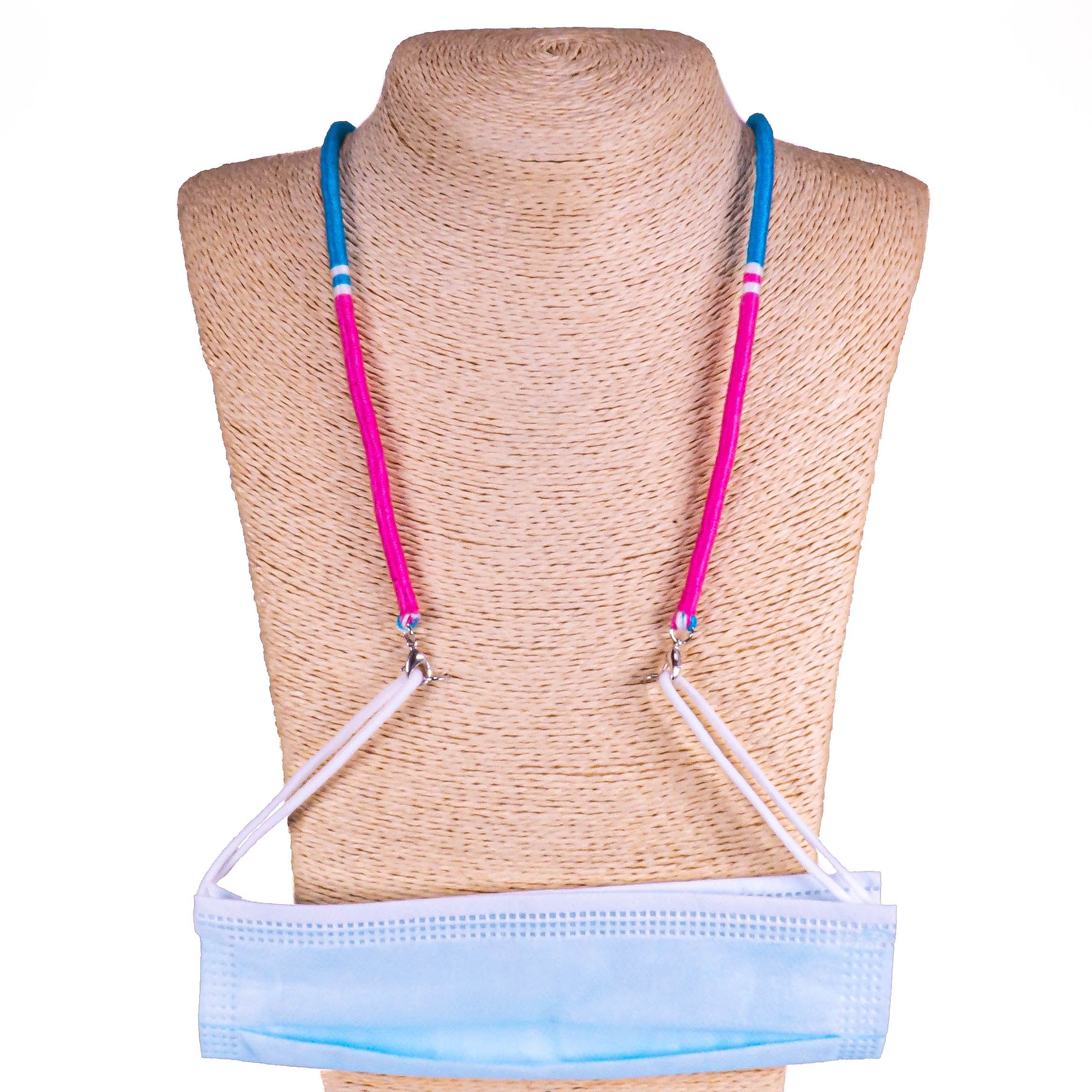 Cotton Wrapped Face Mask Holder (Blue & Pink)