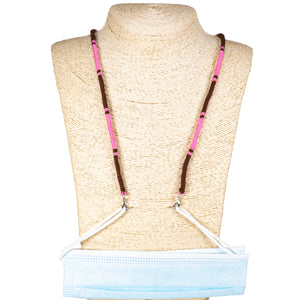 Cotton Wrapped Face Mask Holder (Brown & Pink)