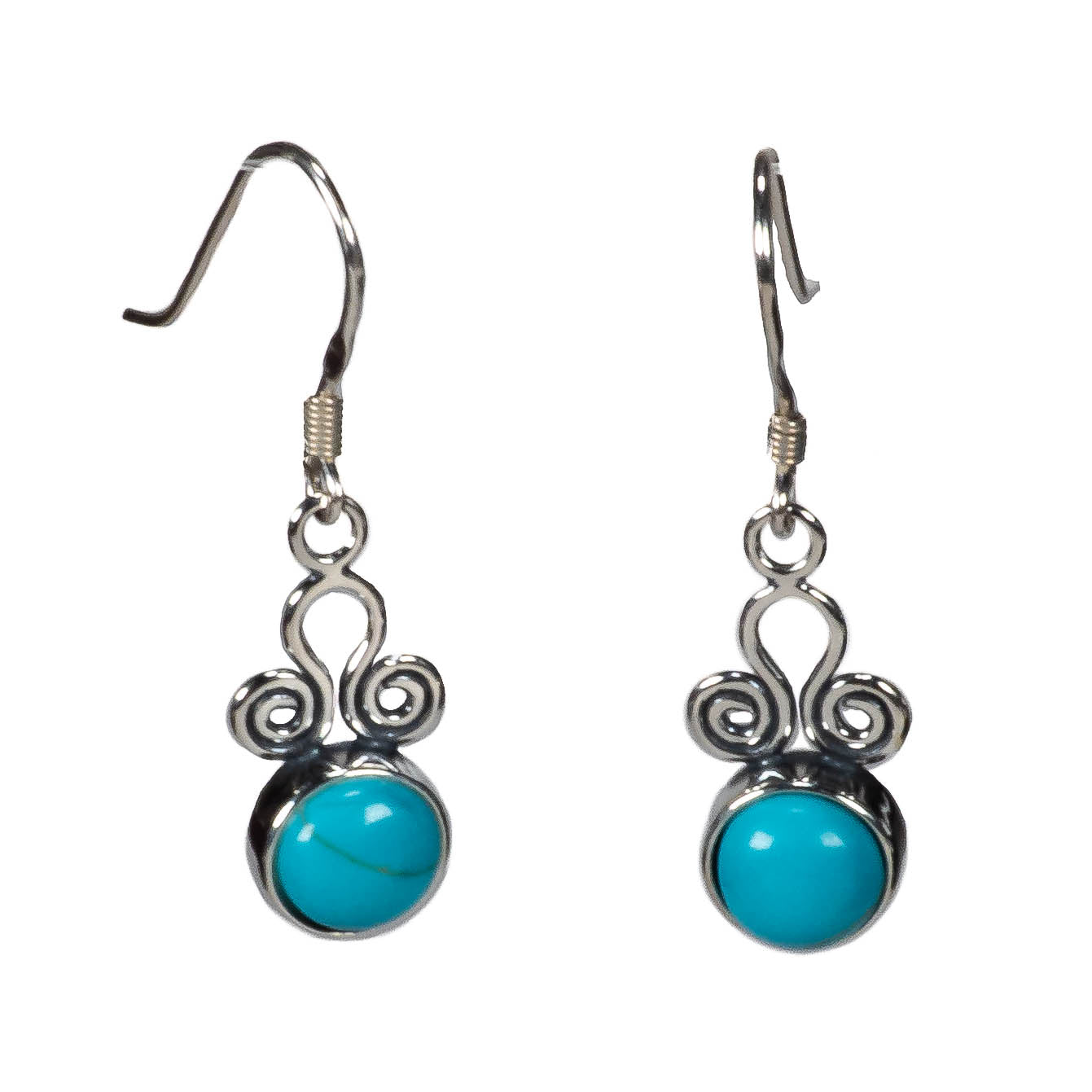 Sterling Silver Turquoise Earrings with Wire Design