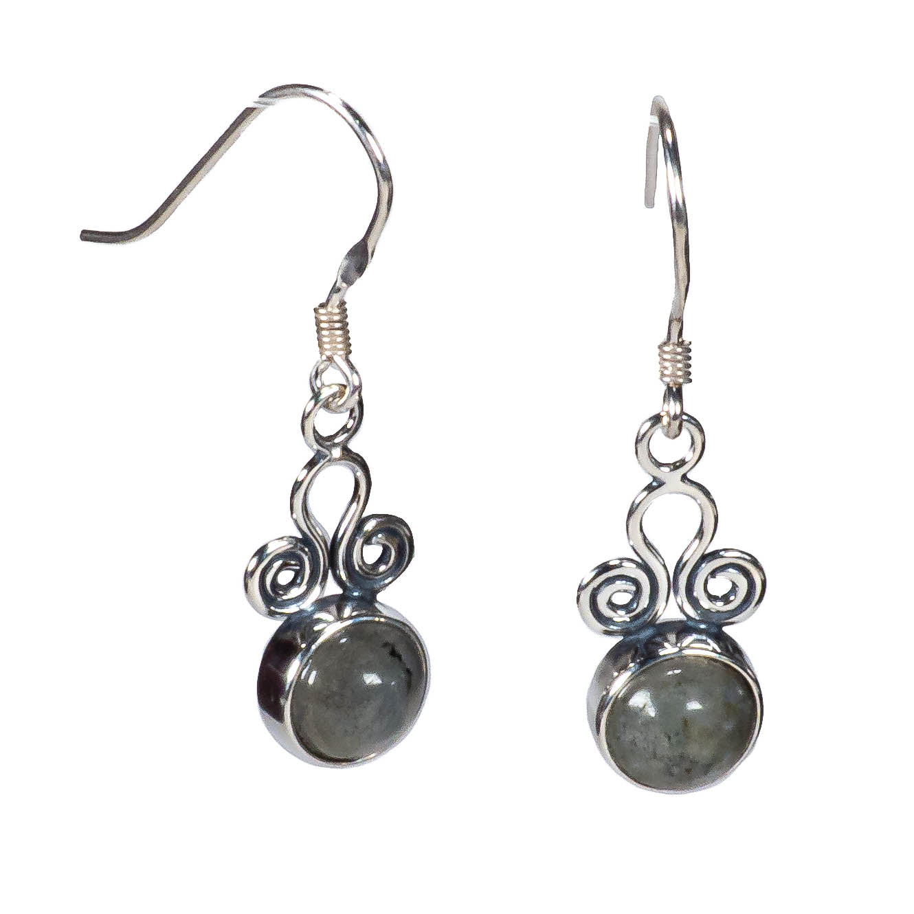 Sterling Silver Agate Earrings with Wire Design
