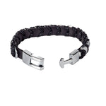Load image into Gallery viewer, Black Leather Bracelet with Chrome Discs Design
