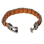 Load image into Gallery viewer, Brown Leather Bracelet with Antique Silver Discs Design
