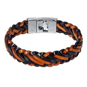 Braided Mixed Black & Brown Leather Bracelet