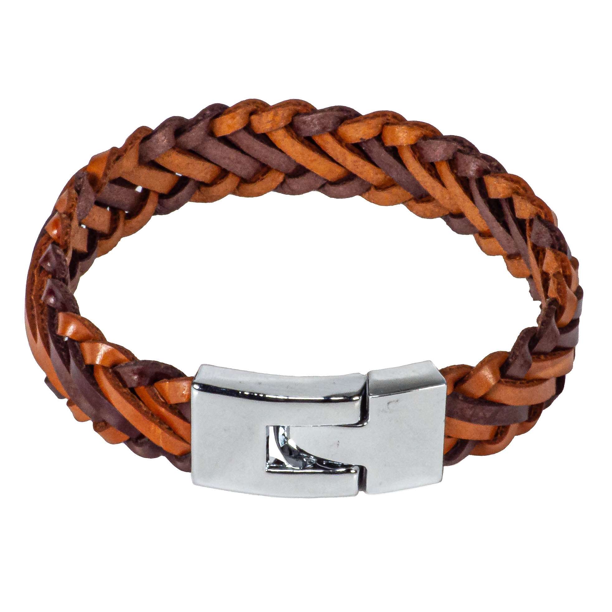 Braided Mixed Brown Leather Bracelet
