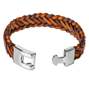 Braided Mixed Brown Leather Bracelet