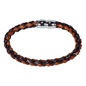 Braided Mixed Black & Brown Leather Bracelet