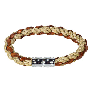 Braided Brown Leather & Cotton Bracelet