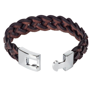 Braided Mixed Black & Dark Brown Leather Bracelet