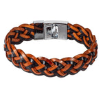 Load image into Gallery viewer, Braided Mixed Black &amp; Brown Leather Bracelet
