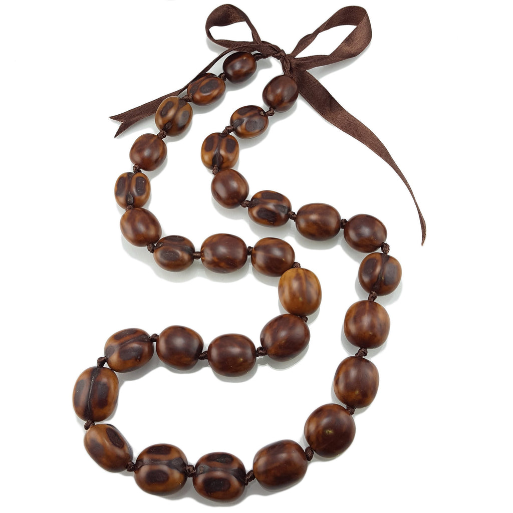 Natural Kukui Nut Lei Necklace and Bracelet Set