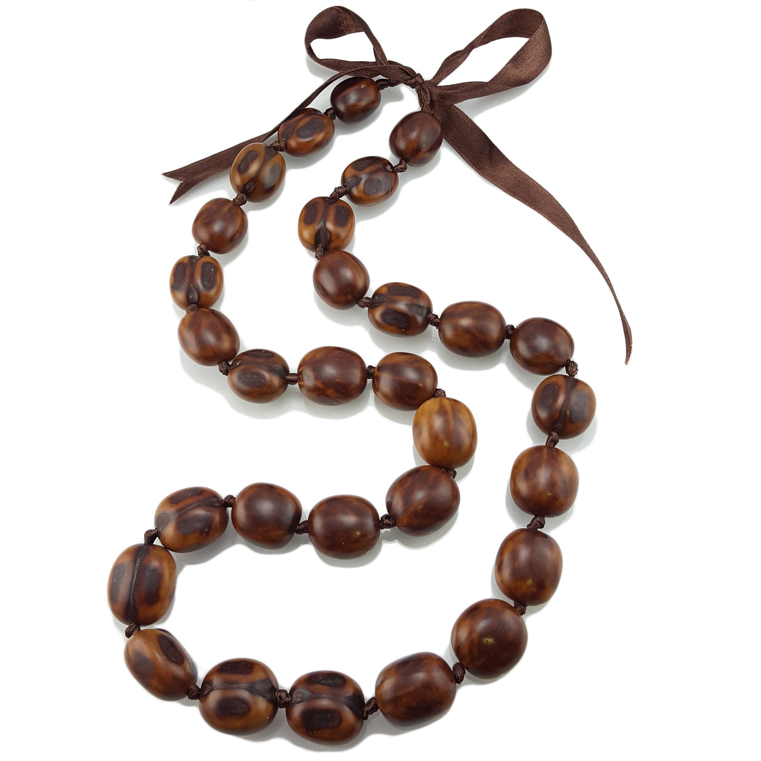 Natural Kukui Nut Lei Necklace and Bracelet Set