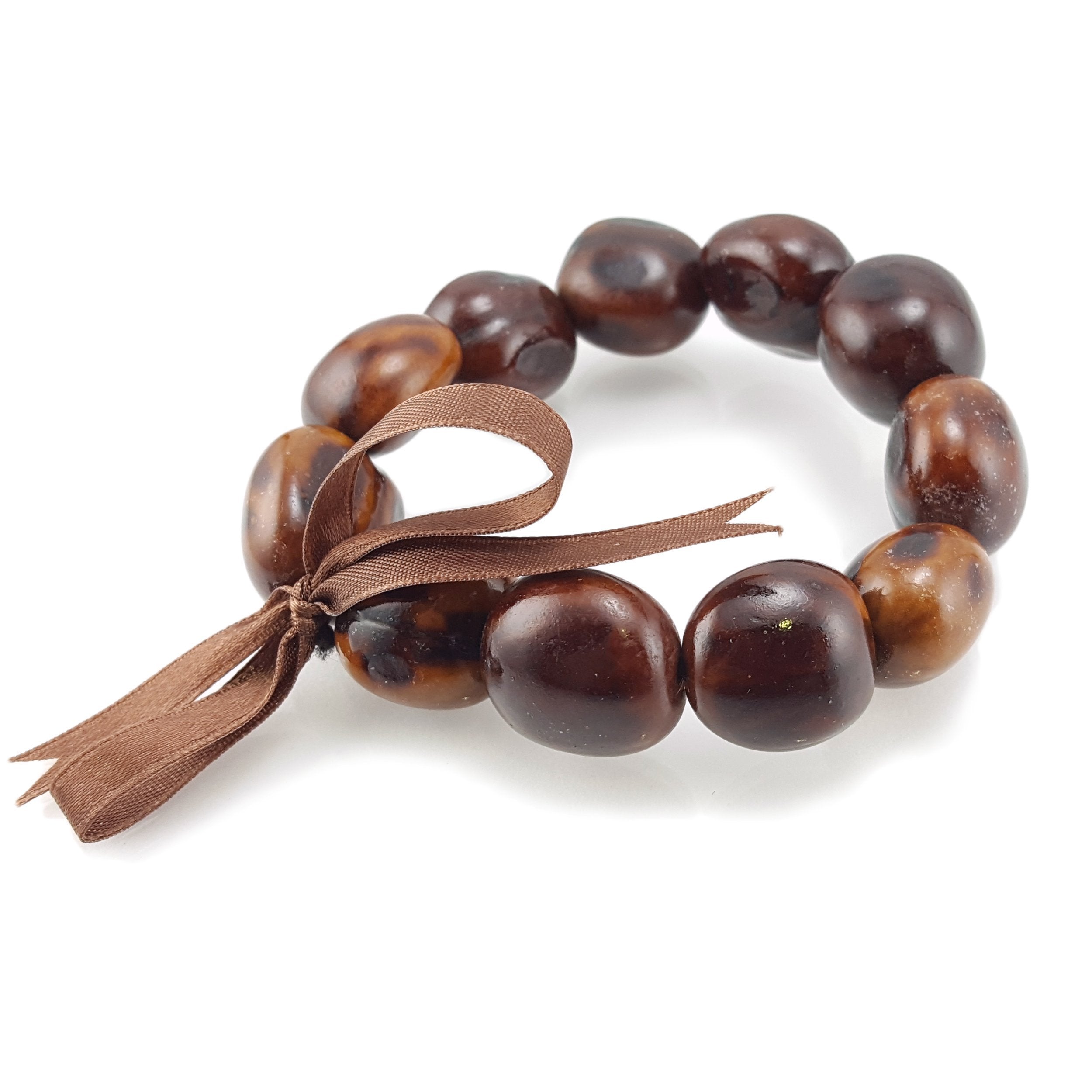 Natural Kukui Nut Lei Necklace and Bracelet Set