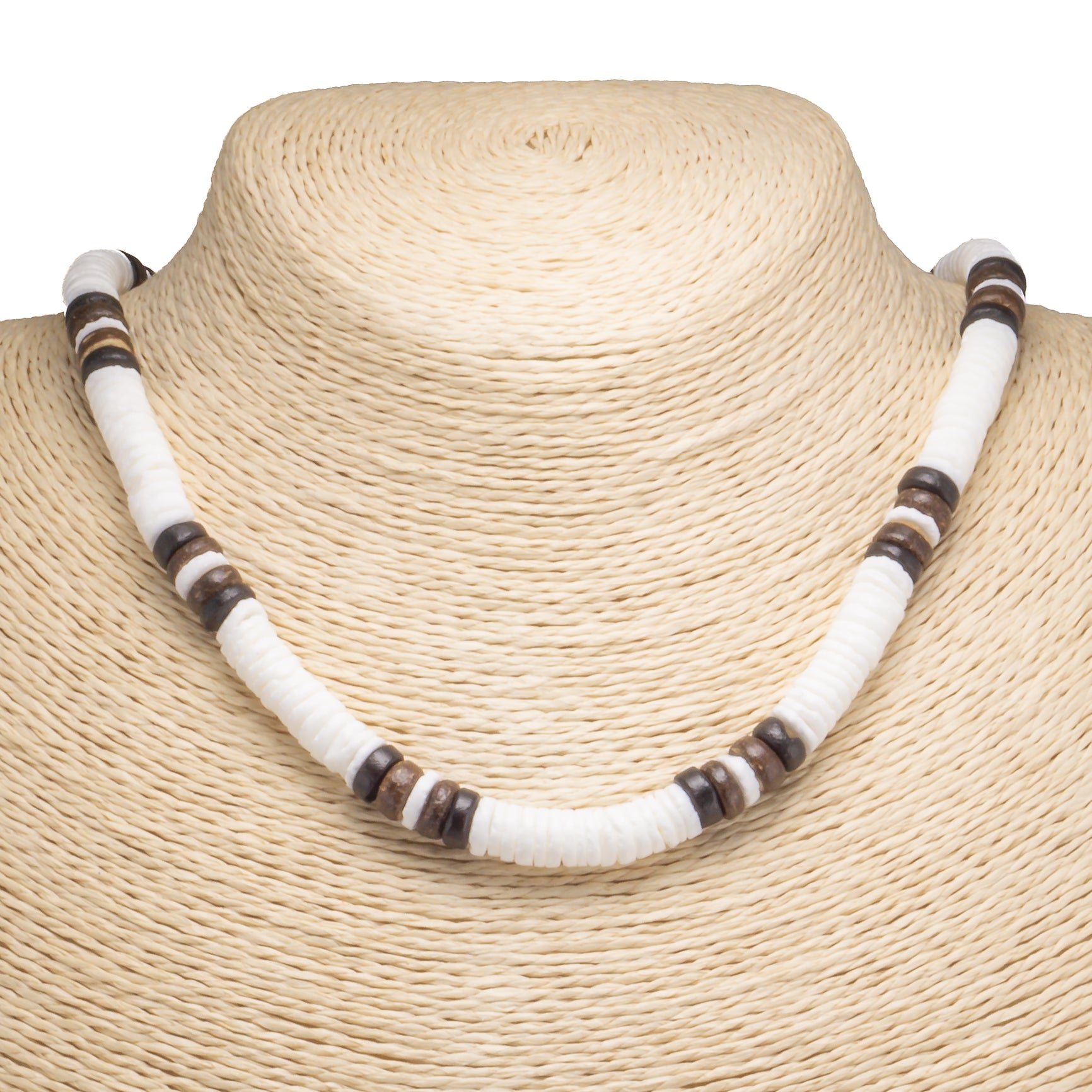 thumbnail image 2 of Hemp Necklace Sea Turtle Puka Shells Wood Beads Hemp 2 of 14