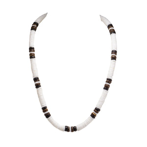 Puka Shell and Brown Coconut Beads Necklace