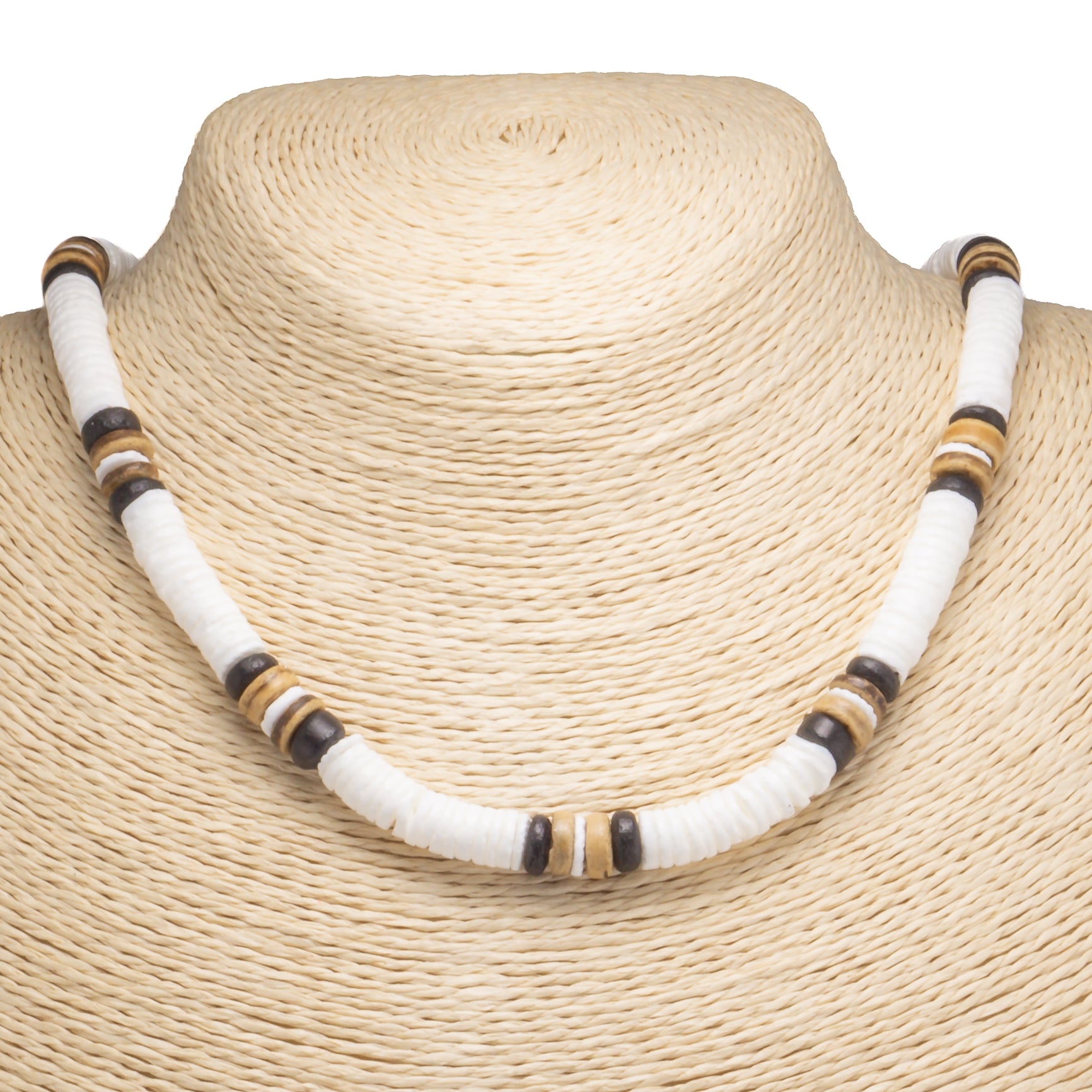 Puka Shell and Tiger Coconut Beads Necklace