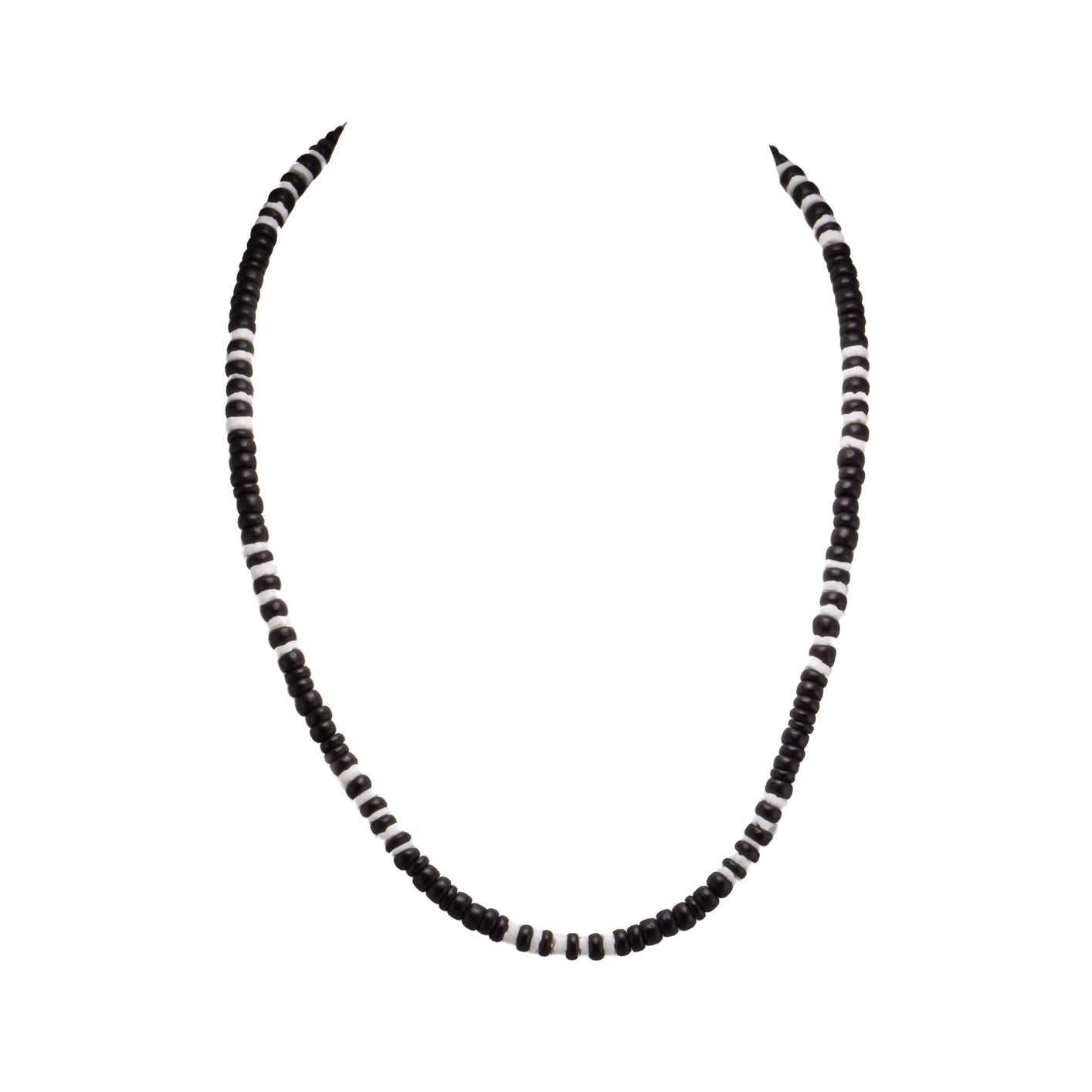 Black Coconut and Puka Shell Beads Necklace