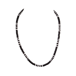 Black Coconut and Puka Shell Beads Necklace