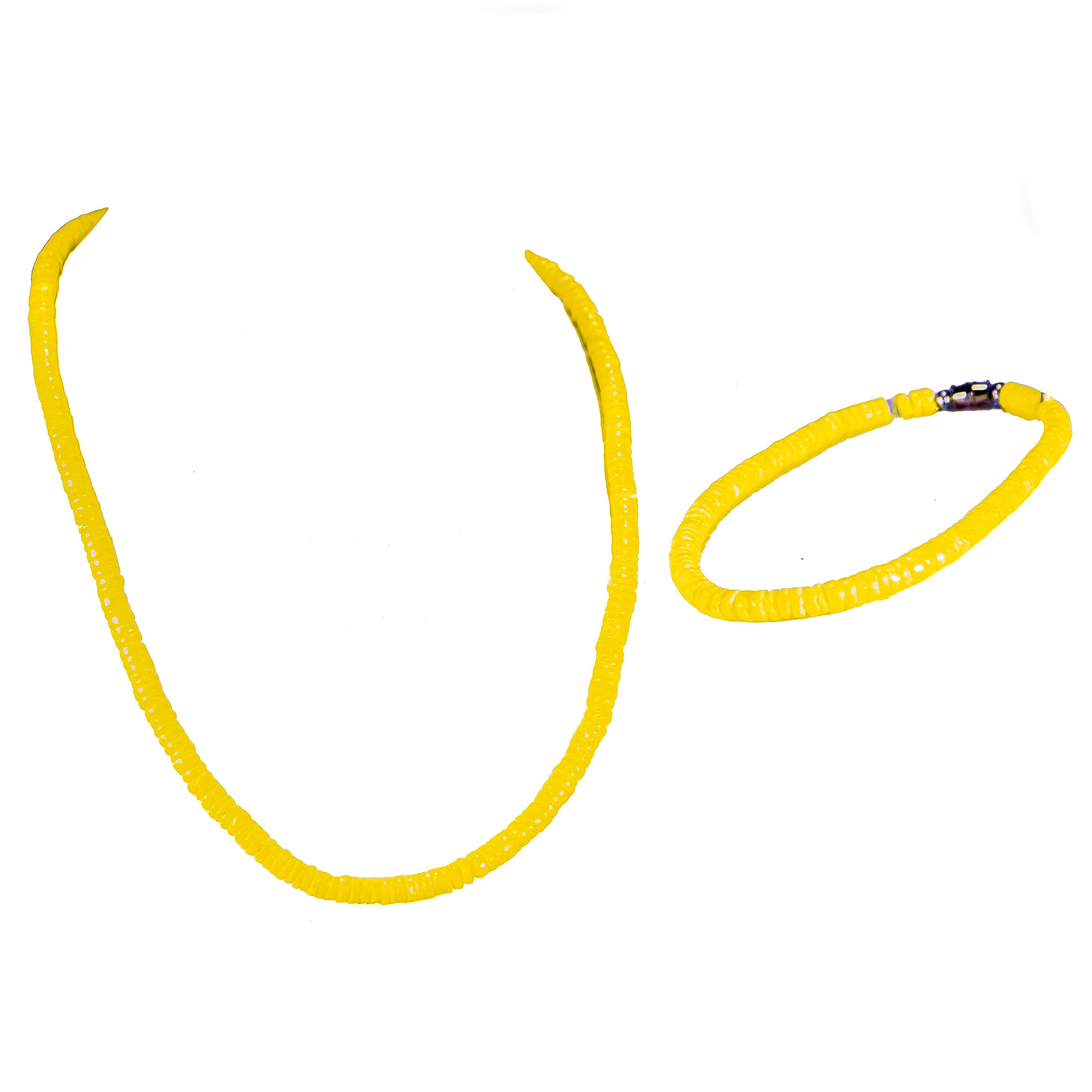 Neon Yellow Puka Shell Beads Necklace and Anklet Set