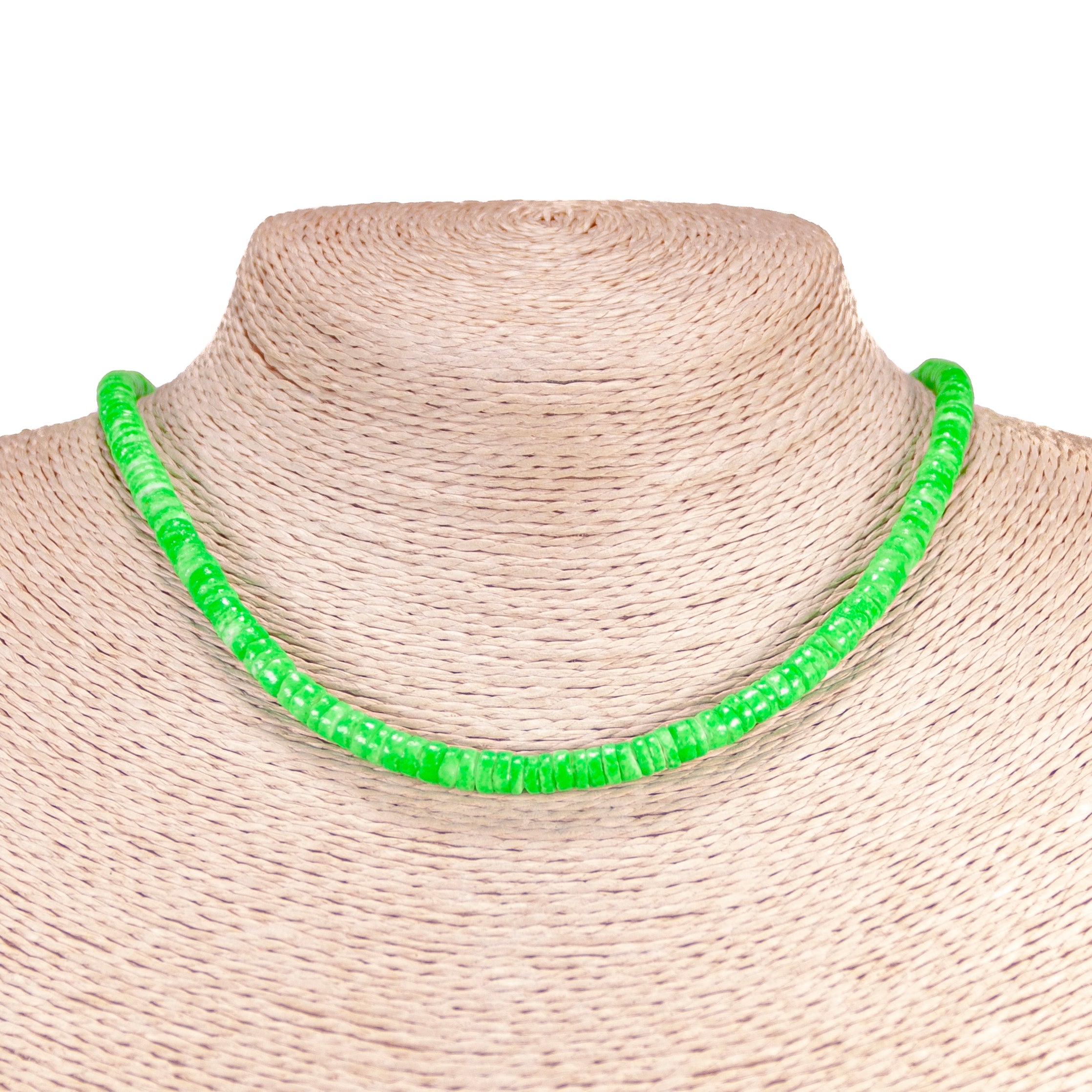 Neon Green Puka Shell Beads Necklace and Anklet Set