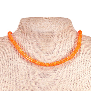Neon Orange Puka Shell Beads Necklace and Anklet Set