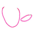 Neon Pink Puka Shell Beads Necklace and Anklet Set