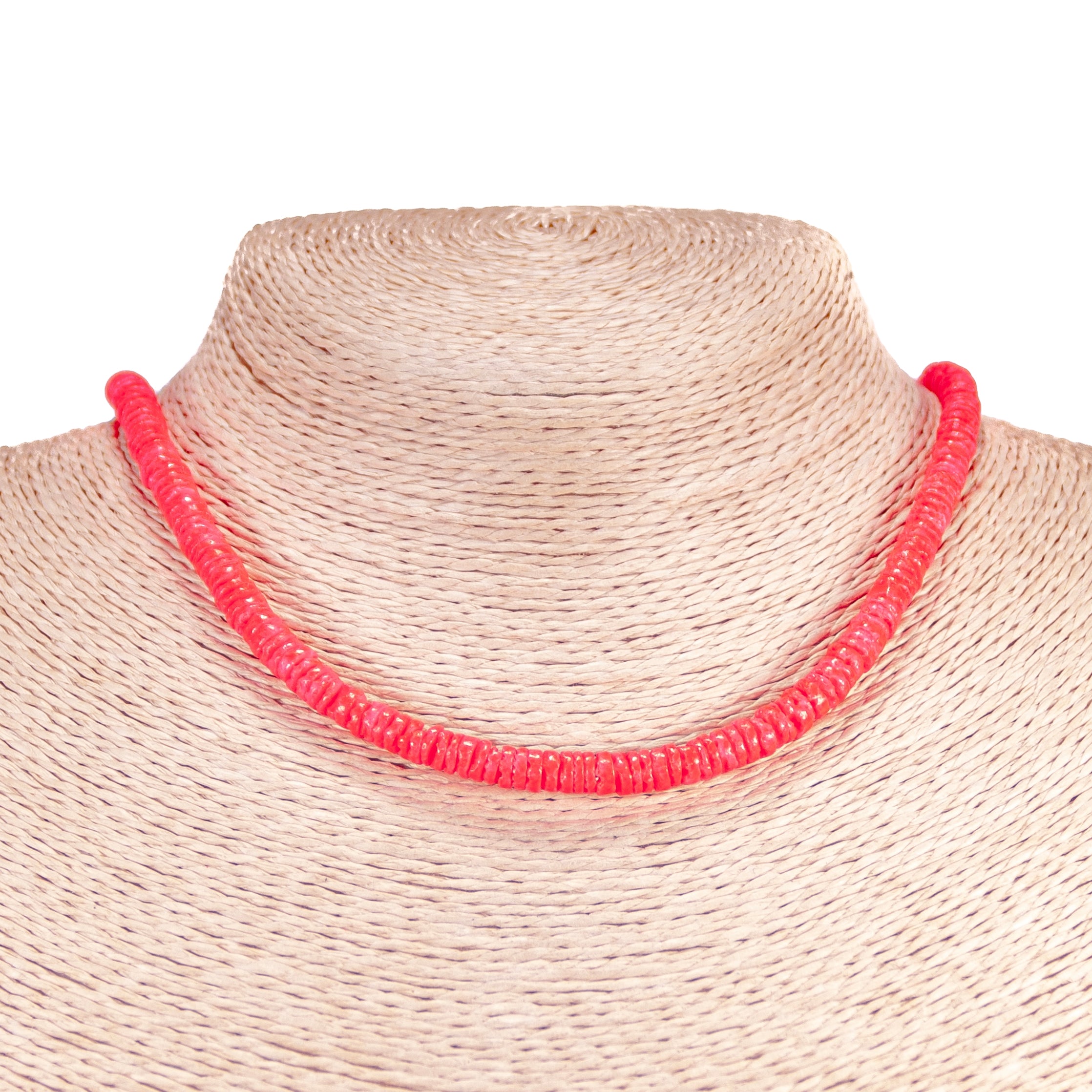 Neon Red Puka Shell Beads Necklace and Anklet Set