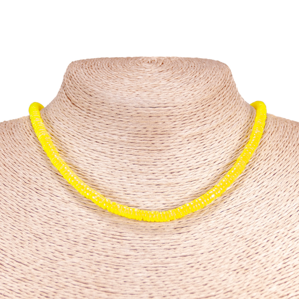 Neon Yellow Puka Shell Beads Necklace and Anklet Set