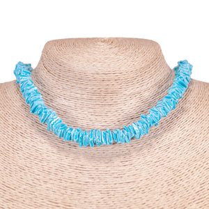 Light Blue Puka Chip Shell Beads Necklace and Anklet Set