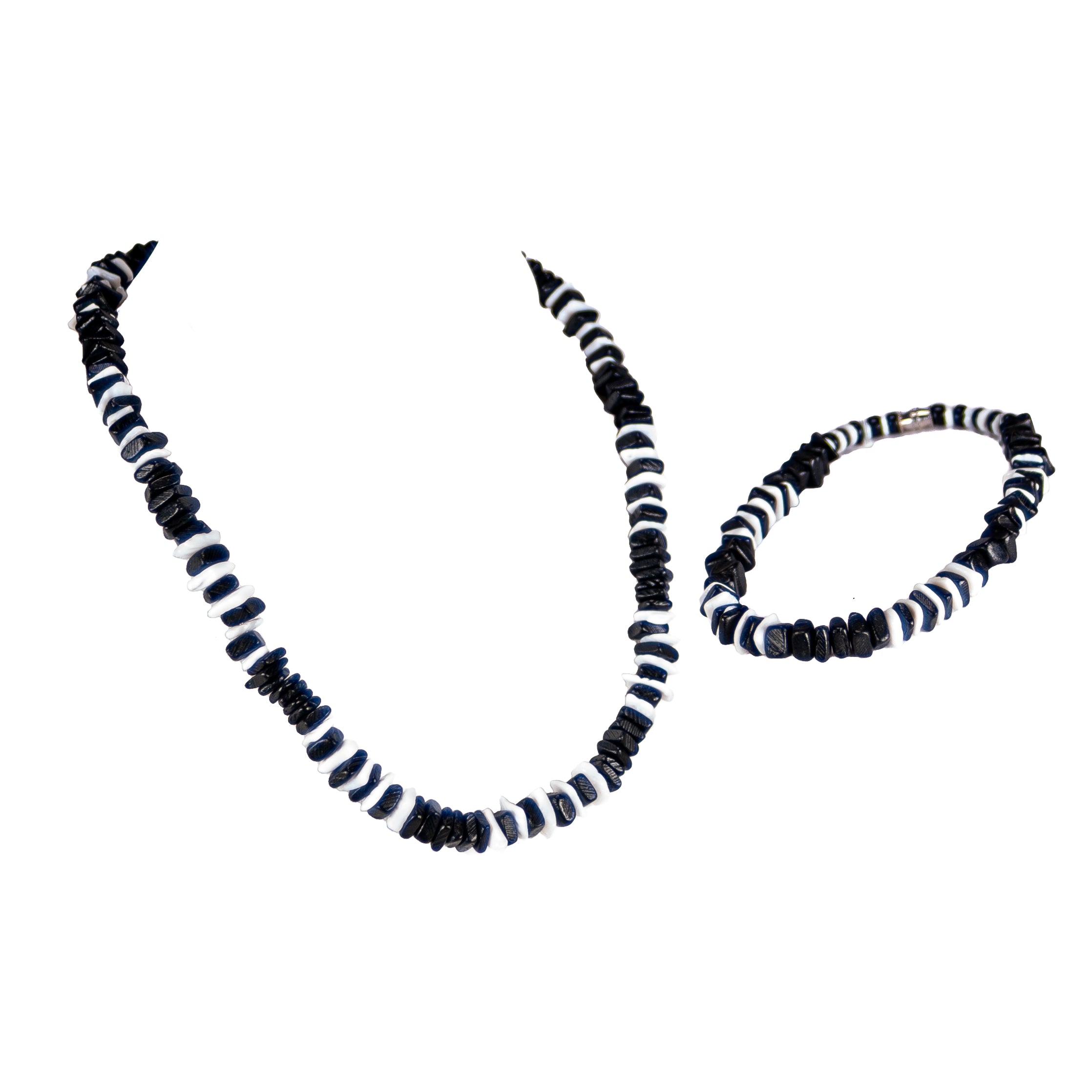 Black Coconut and Puka Chip Shells Necklace & Anklet Set