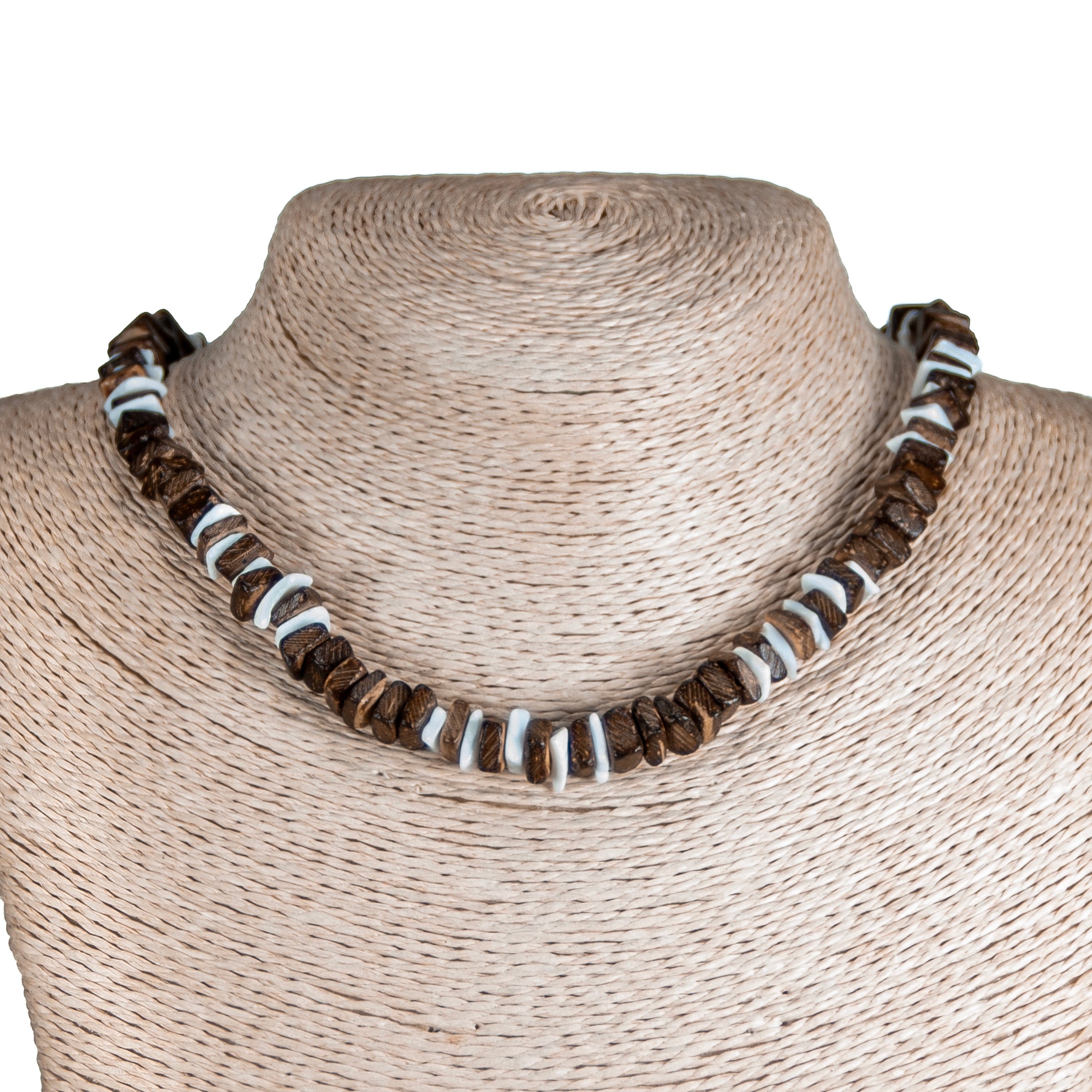 Brown Coconut and Puka Chip Shells Necklace & Anklet Set