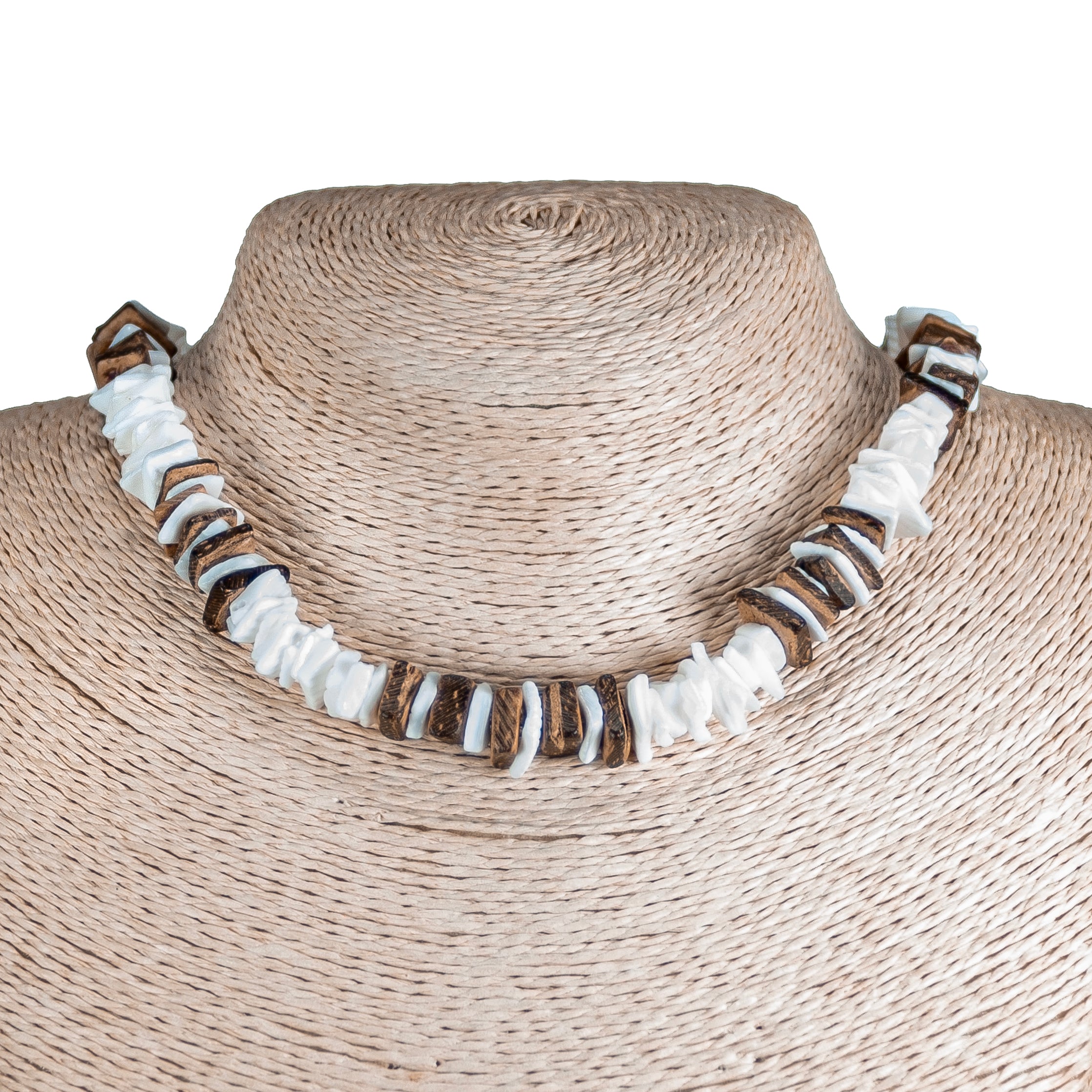 Puka Chip Shells and Brown Coconut Chips Necklace & Anklet Set