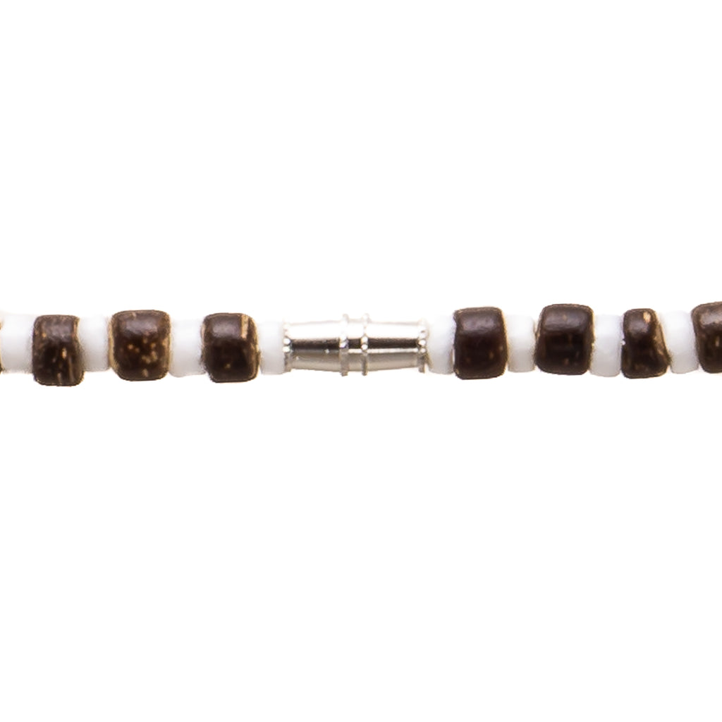 Brown Coconut and Puka Chip Shells Necklace & Anklet Set