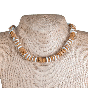 Tan Coconut and Puka Chip Shells Necklace & Anklet Set
