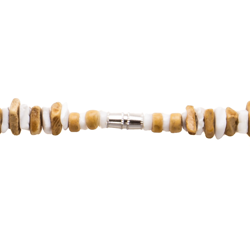 Puka Chip Shells and Tan Coconut Chips Necklace & Anklet Set