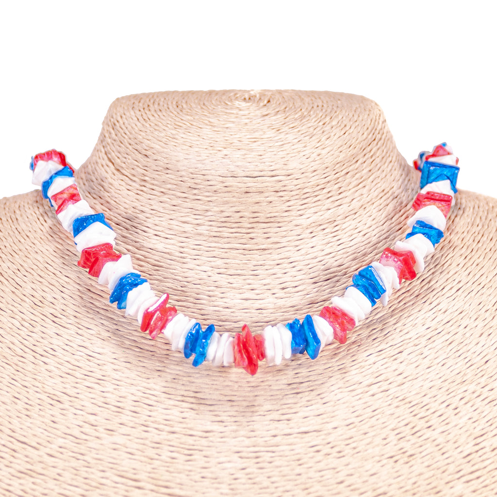 Red, White and Blue Puka Puka Chip Shells Necklace & Anklet