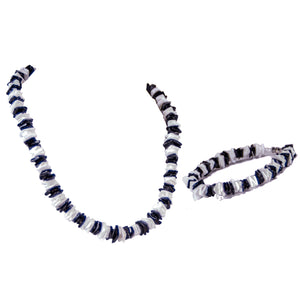 Black and White Puka Chip Shells Necklace & Anklet Set