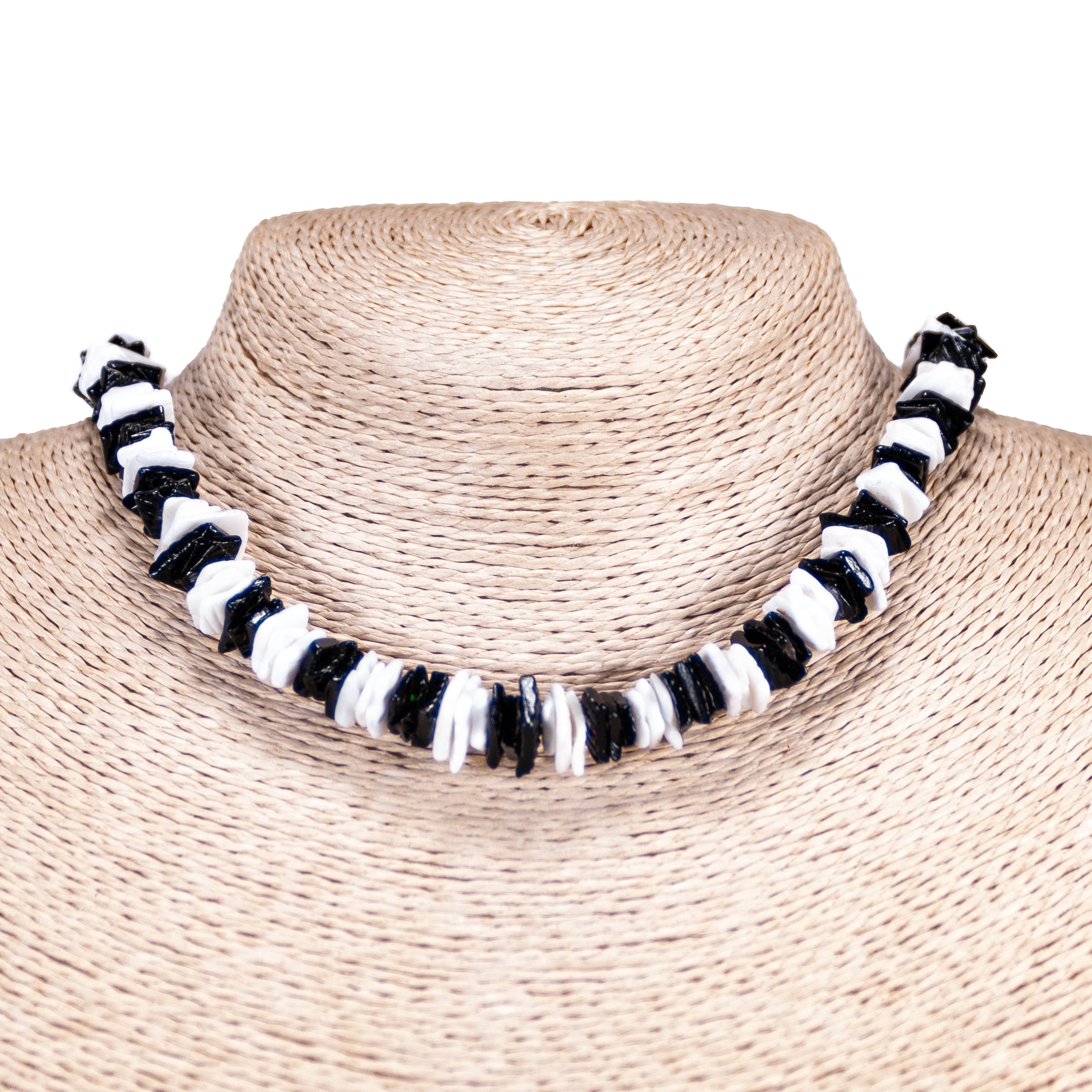 Black and White Puka Chip Shells Necklace & Anklet Set